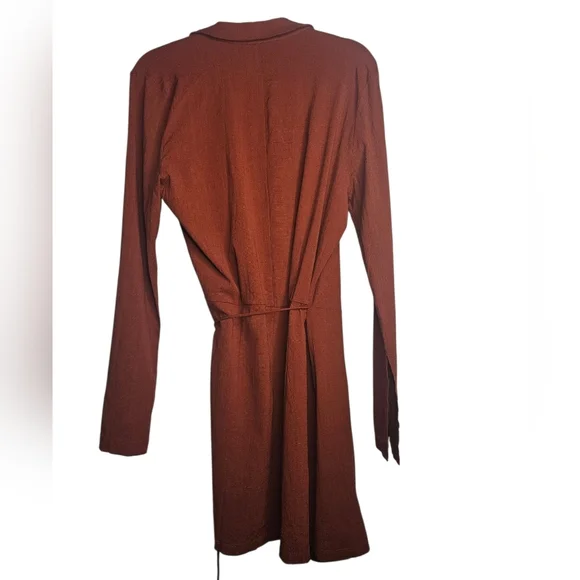 Free People Helena Wrap Mini Dress, Size Large, Brown, NWT